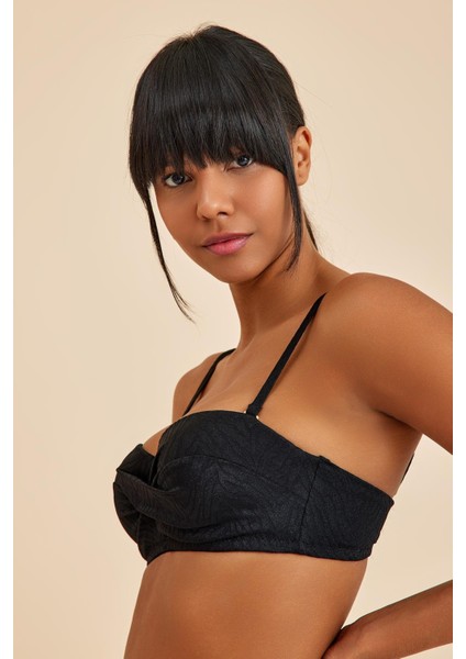 Bali Siyah Balenli Dolgulu Straplez Push-Up Bikini Üst modelleri