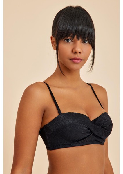 Bali Siyah Balenli Dolgulu Straplez Push-Up Bikini Üst modelleri