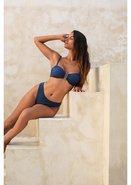 Olympos Petrol Mavisi Straplez Çıkarılabilir Pedli Bikini Üst modelleri