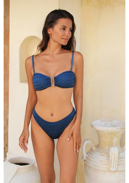 Olympos Petrol Mavisi Straplez Çıkarılabilir Pedli Bikini Üst fırsatları