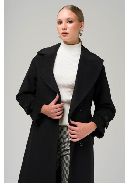 Çıt Çıt Kapamalı Kolu Patlı Düşük Kol Oversize Kaban Siyah 3933 indirimleri