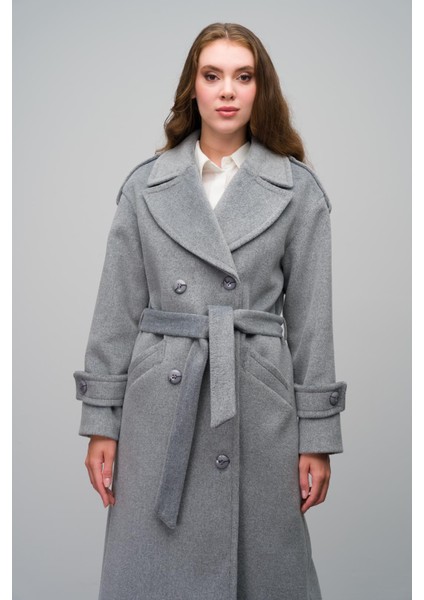Düşük Kol Apolet Detaylı Kruvaze Oversize Kaban A.gri 3062 fiyatları