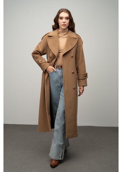 Düşük Kol Apolet Detaylı Kruvaze Oversize Kaban K. Kamel 3062 fırsatları