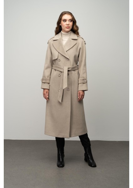 Apolet ve Pelerin Detaylı Reglan Kol Kruvaze Kaban Taş 3045 fırsatları