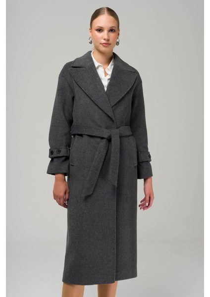 Çıt Çıt Kapamalı Kolu Patlı Düşük Kol Oversize Kaban Koyu Gri 3933 modelleri