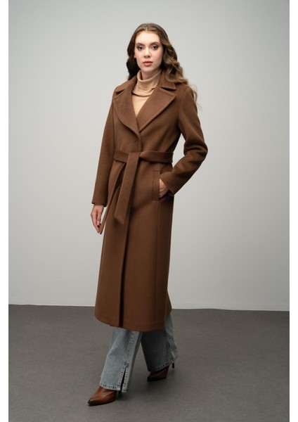 Çıt Çıt Kapamalı Belden Bağlamalı Exclusive Kaban Tütün 3057