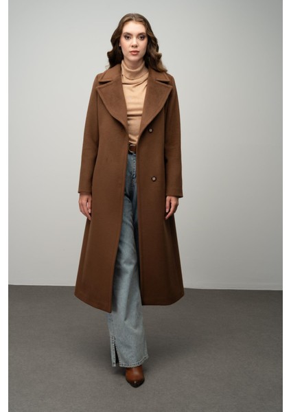 Çıt Çıt Kapamalı Belden Bağlamalı Exclusive Kaban Tütün 3057 modelleri