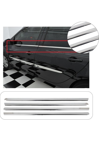 Renault Clio 3 Symbol Uyumlu 2013 ve Üzeri Krom Cam Çıtası 4 Parça Paslanmaz Çelik