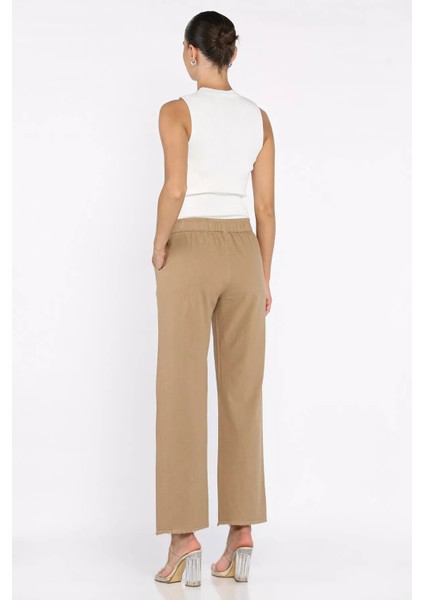 Bel Lastikli Paça Püsküllü Kadın Keten Pantolon P-00017847 modelleri