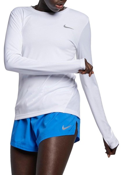 Dri-Fit Miller Running Standart Kesim Beyaz Kadın Spor Tişört
