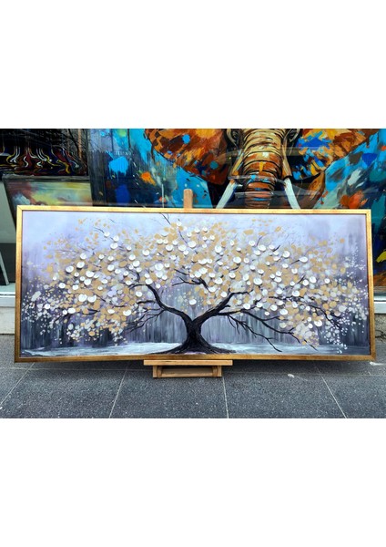 Yağlı Boya Dokulu Tablo Tekli Soyut Ağaç U01005