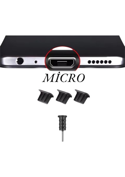 Micro Tıpa Slikon 3 Adet +1 Adet Aux Toz ve Kir Önleyici Soket +10 Adet Tozluk Set indirimleri