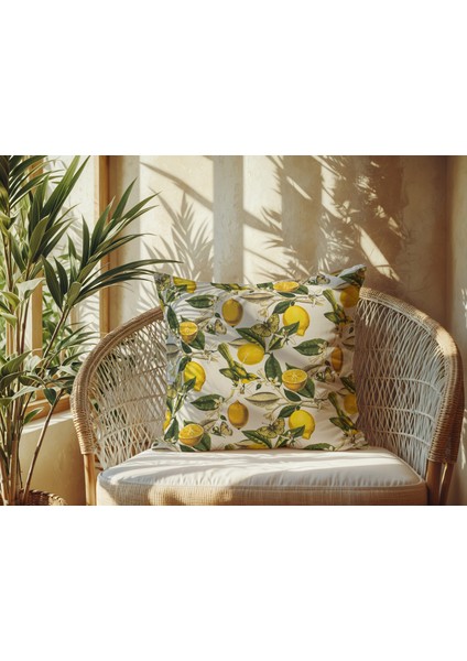 Limon Desenli Keten Kırlent Kılıfı 2 Adet fiyatları