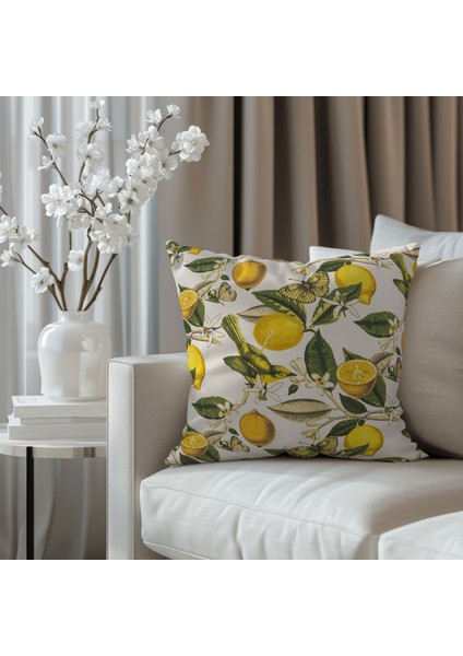 Limon Desenli Keten Kırlent Kılıfı 2 Adet fırsatları