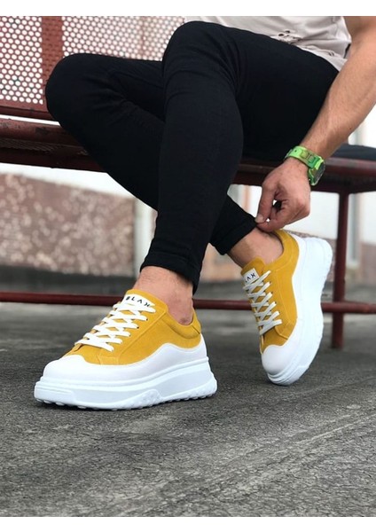 J507 Bağcıklı Ortopedik Taban Erkek Sneaker Günlük Ayakkabı Bt Sarı/beyaz fiyatları