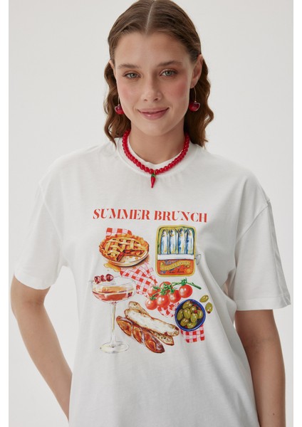 Summer Brunch Baskılı T Shırt fiyatları