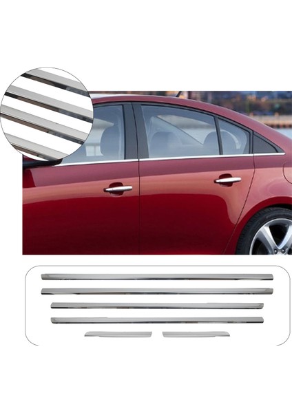 Chevrolet Cruze Uyumlu 2009-2016 Krom Cam Çıtası 6 Parça Paslanmaz Çelik
