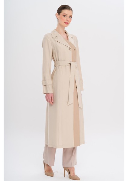 Garni Detaylı Kruvaze Astarsız Modal Trençkot Taş 6734 modelleri