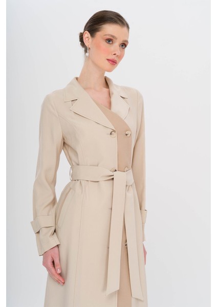 Garni Detaylı Kruvaze Astarsız Modal Trençkot Taş 6734 indirimleri