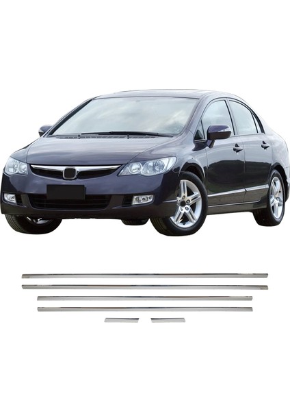Honda Civic Uyumlu 2006-2011 Krom Cam Çıtası 6 Parça Paslanmaz Çelik fiyatları