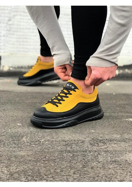 J507 Bağcıklı Ortopedik Taban Erkek Sneaker Günlük Ayakkabı St Sarı/siyah modelleri