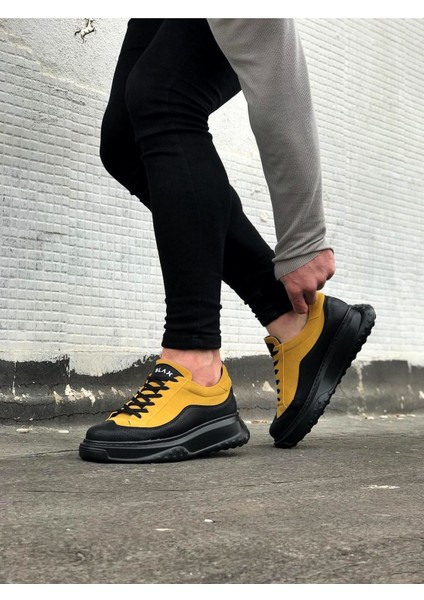 J507 Bağcıklı Ortopedik Taban Erkek Sneaker Günlük Ayakkabı St Sarı/siyah fırsatları