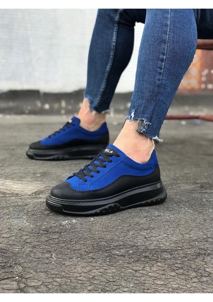 J507 Bağcıklı Ortopedik Taban Erkek Sneaker Günlük Ayakkabı St Mavi/siyah