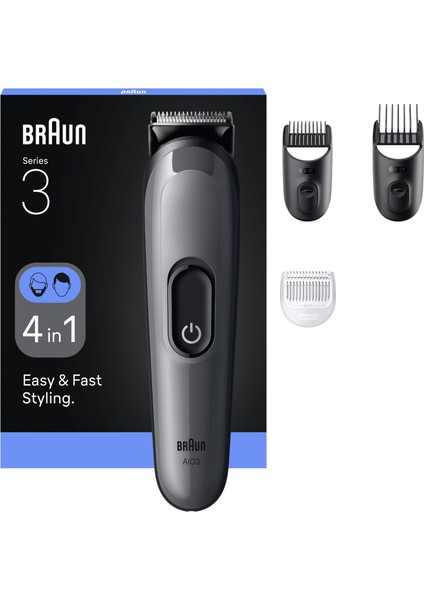 Hepsi Bir Arada Series 3, 4’ü 1 Arada Tıraş Kiti, Keskin Bıçak, 14 Uzunluk, AIO3500