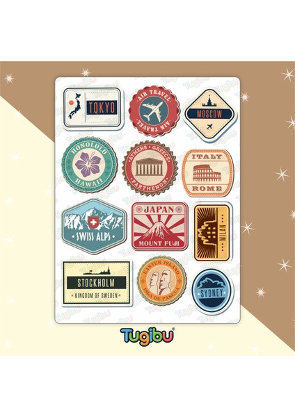 Dünya Şehirleri Sticker Seti, Travel Sticker Seti, 21 Adet Şehir Temalı Etiket modelleri