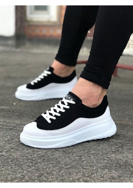 J507 Bağcıklı Ortopedik Taban Erkek Sneaker Günlük Ayakkabı Bt Siyah/beyaz