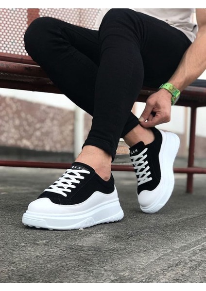 J507 Bağcıklı Ortopedik Taban Erkek Sneaker Günlük Ayakkabı Bt Siyah/beyaz fiyatları