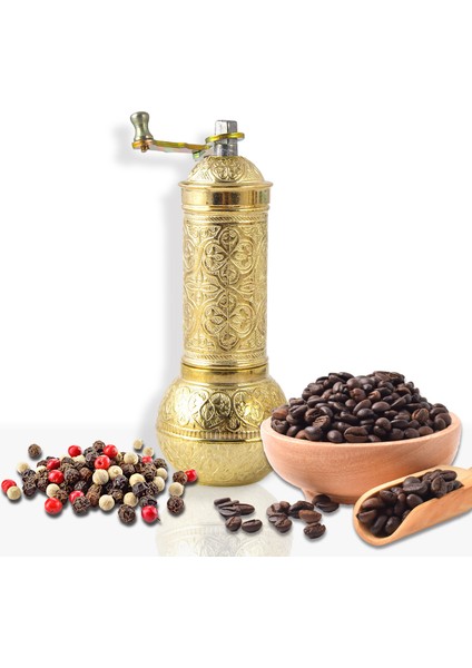 Glıos Sarı Zamak Karabiber, Kahve, Çörek Otu Ve Haşhaş El Değirmeni Öğütücü Grinder 18 Cm