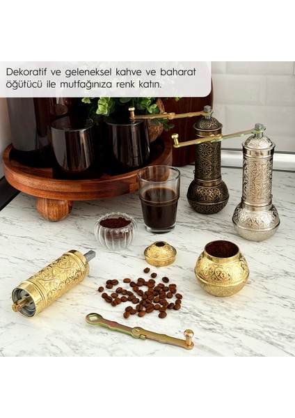 Glıos Sarı Zamak Karabiber, Kahve, Çörek Otu Ve Haşhaş El Değirmeni Öğütücü Grinder 18 Cm indirimleri