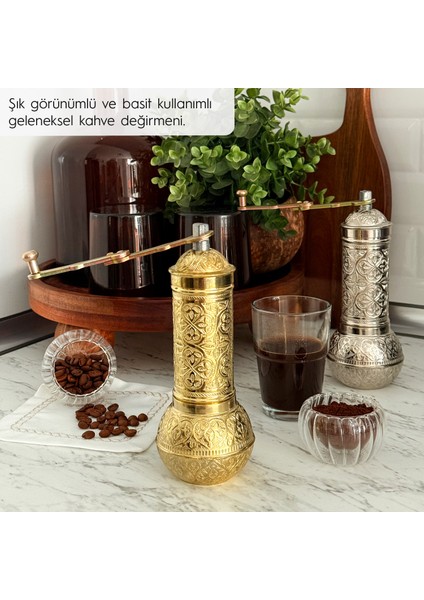 Glıos Sarı Zamak Karabiber, Kahve, Çörek Otu Ve Haşhaş El Değirmeni Öğütücü Grinder 18 Cm