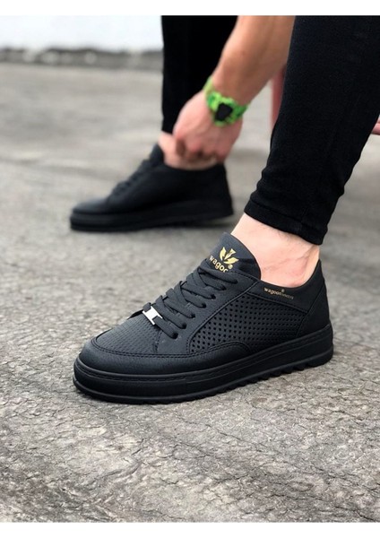 J505 Bağcıklı Ortopedik Taban Erkek Sneaker Günlük Ayakkabı St Siyah