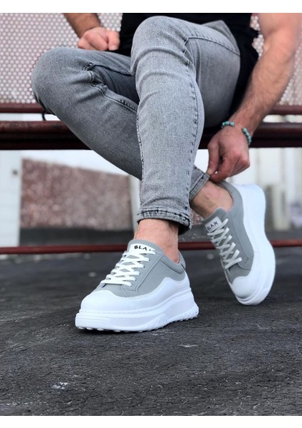 J507 Bağcıklı Ortopedik Taban Erkek Sneaker Günlük Ayakkabı Bt Gri/beyaz fiyatları