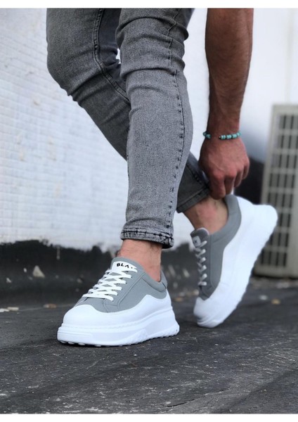 J507 Bağcıklı Ortopedik Taban Erkek Sneaker Günlük Ayakkabı Bt Gri/beyaz modelleri