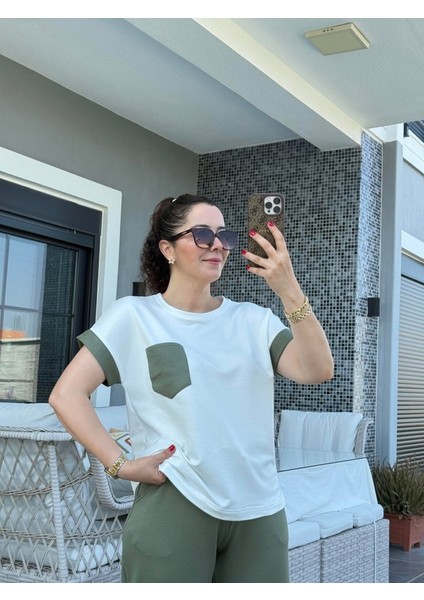 Kadın Kristal Kumaş Garnili Cep Detaylı Ikili Takım indirimleri