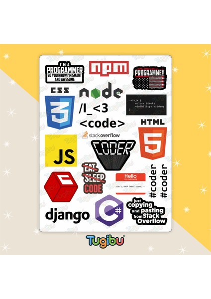 Yazılım Sticker Seti, Kodlama Temalı Sticker, 31 Adet Coder Sticker, Yazılımcı Etiket Seti fiyatları