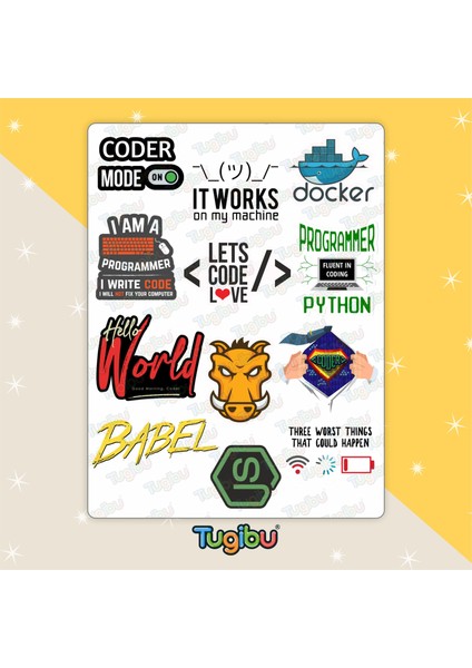 Yazılım Sticker Seti, Kodlama Temalı Sticker, 31 Adet Coder Sticker, Yazılımcı Etiket Seti modelleri