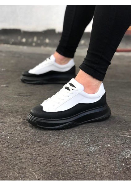 J507 Bağcıklı Ortopedik Taban Erkek Sneaker Günlük Ayakkabı St Beyaz/siyah