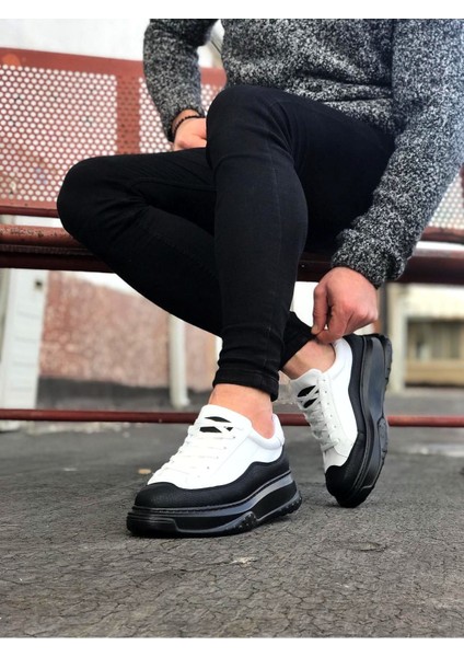 J507 Bağcıklı Ortopedik Taban Erkek Sneaker Günlük Ayakkabı St Beyaz/siyah fiyatları
