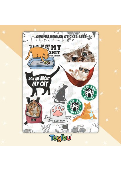 Kedi Sticker Seti, Sevimli Kediler Sticker Seti, 10 Adet Kedi Etiket fiyatları