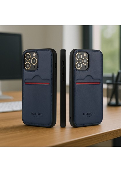 IPHONE 14 Plus Için Kredi Kartlıklı Deri Kılıf