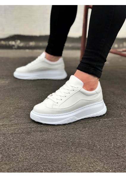 J507 Bağcıklı Ortopedik Taban Erkek Sneaker Günlük Ayakkabı Bt Beyaz