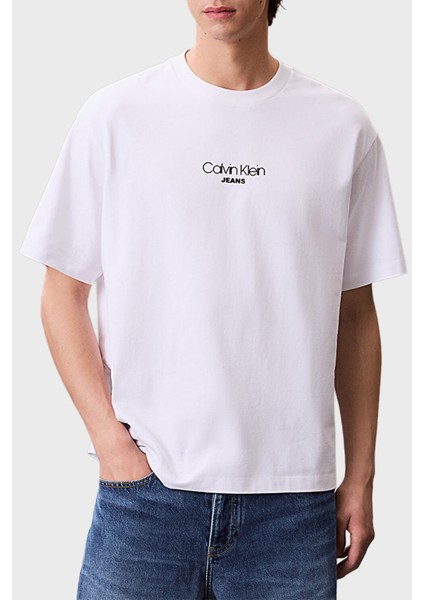 Pamuklu Relaxed Fit Bisiklet Yaka Logolu T Shirt LV04RC851GYAA Erkek T Shirt LV04RC851G Yaa