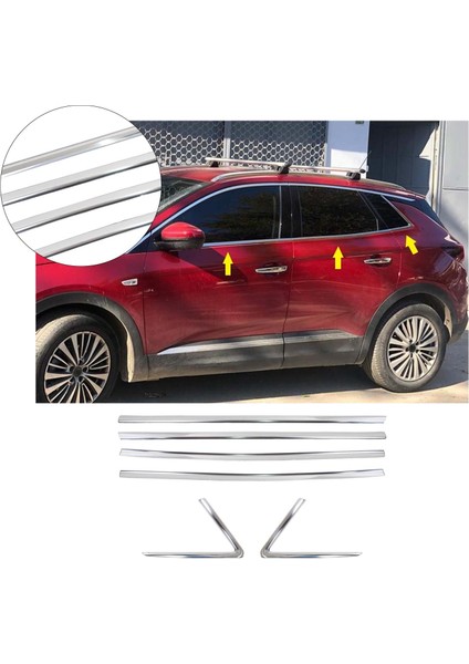 Opel Grandland x Uyumlu 2017 ve Üzeri Krom Cam Çıtası 6 Parça Paslanmaz Çelik