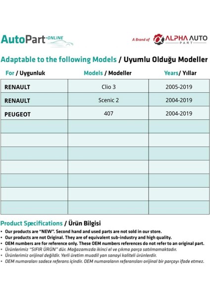 Citroen, Renault, Peugeot Için Tampon Klipsi- Uzun- 10'lu indirimleri