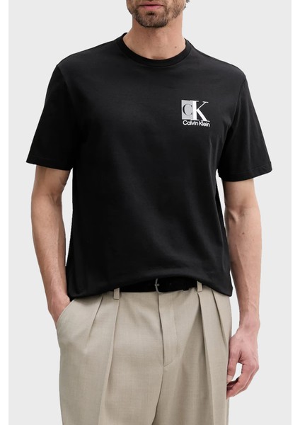 Ön ve Arka Logo Baskılı Pamuklu Regular Fit T Shirt LV04RC853GUB1 Erkek T Shirt LV04RC853G Ub1