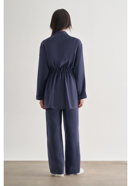 Lacivert Rahat Kesim Geniş Paçalı Modal Pantolon modelleri